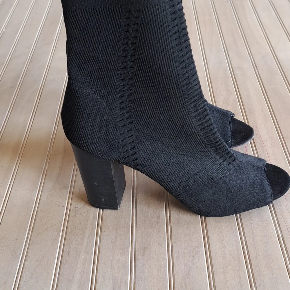 Mossimo Open Toe Sock Perforated Knit Stretch Heeled Ankle Sweater Booties